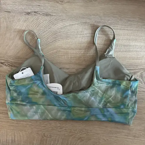 prAna Swim Top Willow Falls Reversible Mirage Blue Print Green Bikini Top Small