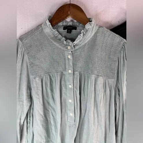 J.Crew  XL Set of 2 Textured Smocked Tops in Black and Sea Green thumbnail 2