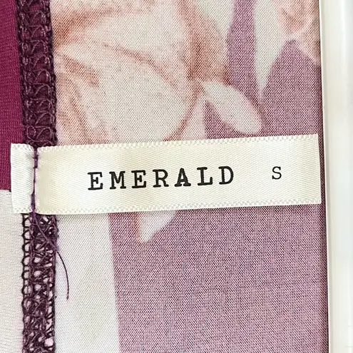 EMERALD Magenta Plum Purple Striped Floral Lightweight Hoodie Small