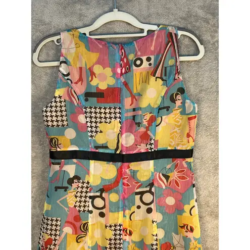 Y2K Bentley A Babydoll Dress Size 0 Chiffon Retro Graphic Ladies Twee Academia Pink