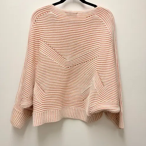 Anna Grace Batwing Sweater, Light Pink & White | Size L