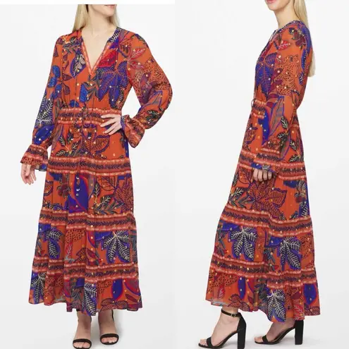 Farm Rio Wild Jungle Brown Midi Dress Size Medium