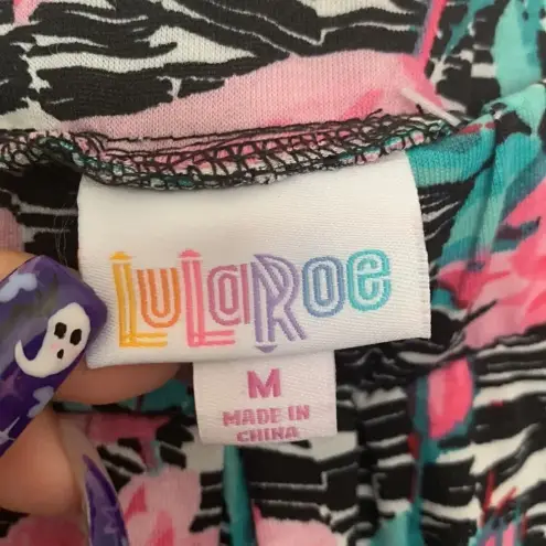 LuLaRoe  Floral Print Flare Skirt Pink Green Size M