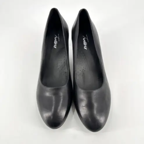 Trotters Fab Womens Leather Almond Toe Slip On Heels Pumps Black Size 9.5N