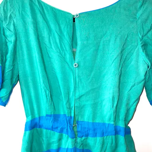 Cory Teal Tie Waist Open Button Back Romper Green Size XS