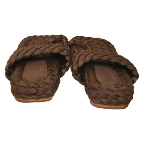 Paloma Barcelo Braided Satin Sandals Brown Sz 37 / 6 MSRP $338 Slip