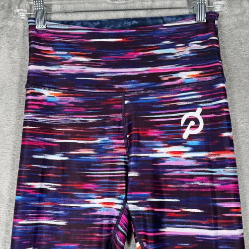 Peloton WITH Womens Blue Tie Dye & Purple Marled Reversible Leggings Size XS