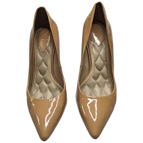 Brian Atwood B.  Nude Beige Patent Leather Pointed Toe Stiletto Pumps 7.5