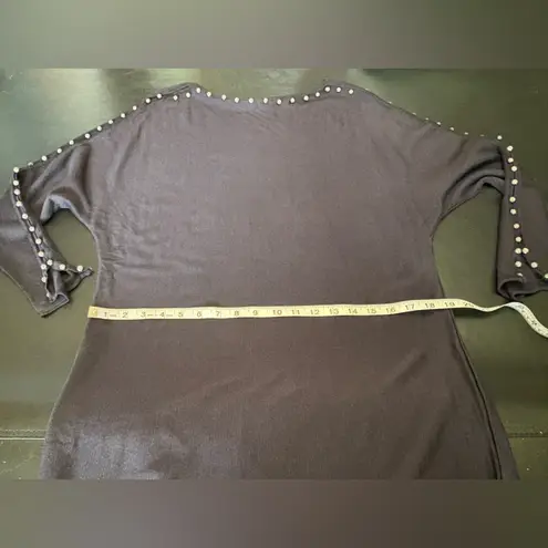 Nic+Zoe Dark Navy Long Sleeve Dress with Silver Bead Details size Small