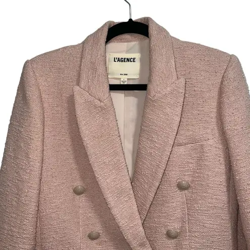L'Agence L’AGENCE Kenzie Double Breasted Blazer Jacket Petal Blush Pink Boucle
