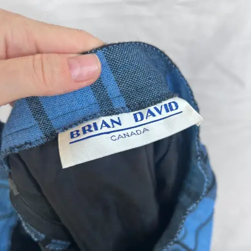VTG Brian David Canada Tartan Plaid Skirt Blue Black Wool Blend Size Small