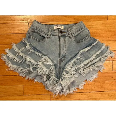 Denim Ruffle Shorts