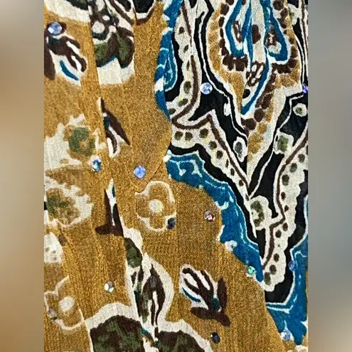 No Boundaries  Y2K Vintage Holographic Sequined Paisley Button Up Bell Sleeve Top