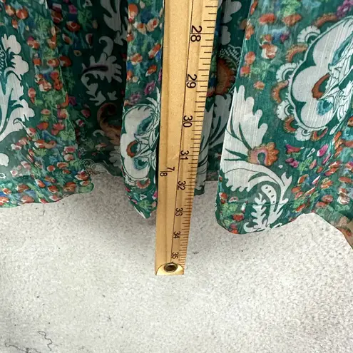 Floral Print Dress Green Sleeveless Sundress Summer Casual Party Size M