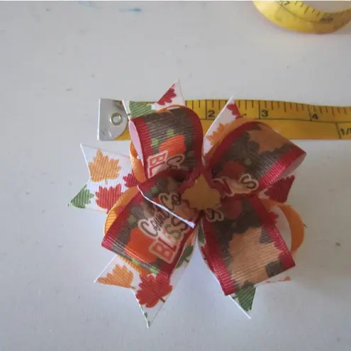 Fall Leaf Hair Ribbon For Girls 4" Boutique Bow Hair Bows Set Of 2