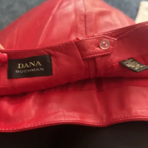 Dana Buchman Red leather size 14 paneled Pencil Skirt back zip slit