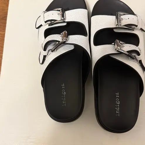 Indigo White and Black Sandals Size 8