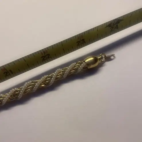 Trifari Lot / Set Of 2 Signed Costume Necklace - Gold Tone / White Bead Beaded