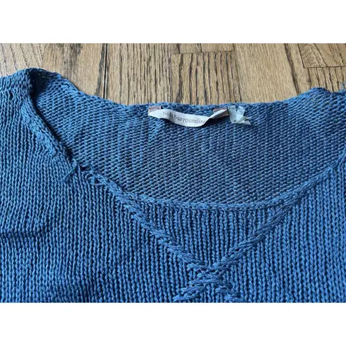 Soft Surroundings Deep Blue Pullover Knit Sweater 3/4 Sleeve Women's Size Large