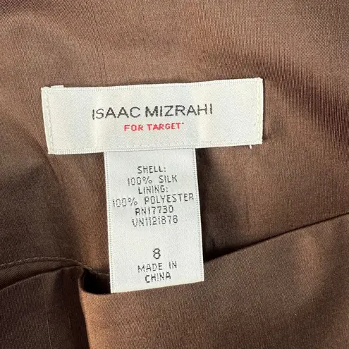 Isaac Mizrahi Pencil Skirt Silk Career Office Brown Skirt Sz 8 Career Minimalist