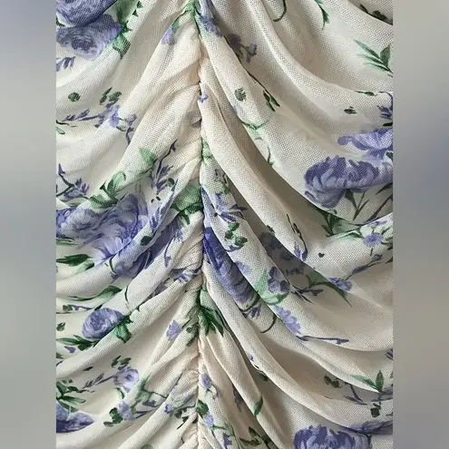 ASOS Design Maternity Women's Size 10 White Lilac Floral Ruched Mini Dress