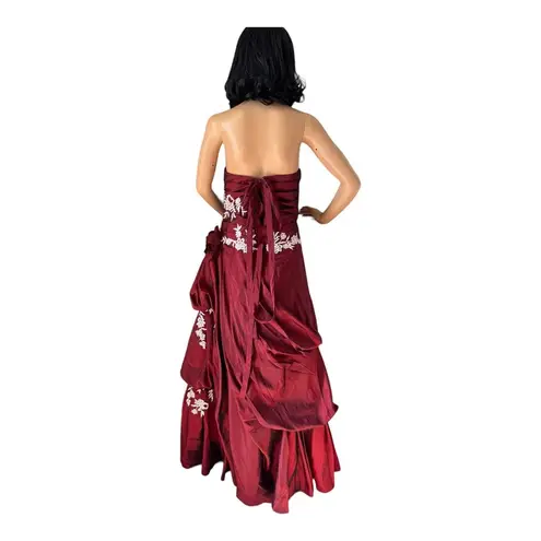 Burgandy Ball Gown Sweetheart Beading Long Taffeta Quinceanera Dress size Medium