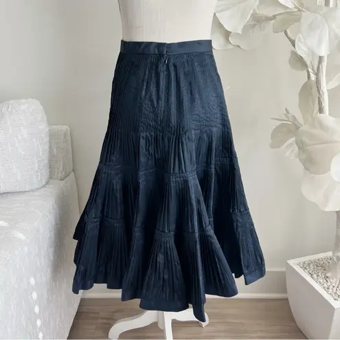 Oscar de la Renta Dark Blue Pleated silk Skirt