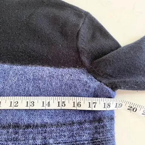 Rebecca Taylor Knit Wool Mohair Cashmere Cowl Neck Fringe Hem Blue Sweater Sz S