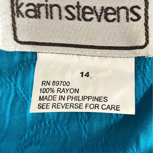 Karin Stevens Blue Rayon Sleeveless Midi Dress