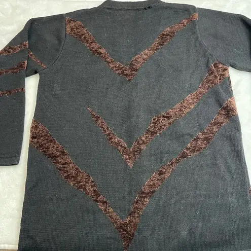 Vintage Storybook Knits Tiger Stripe Cardigan Sweater Women's Large Black FLAW