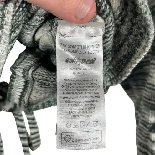 Edikted NWOT Medina Knit Open Back Cropped Sweater in Grey/White Size L