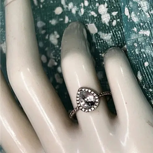 10K W/Gold Quartz Teardrop Halo Ring Gold