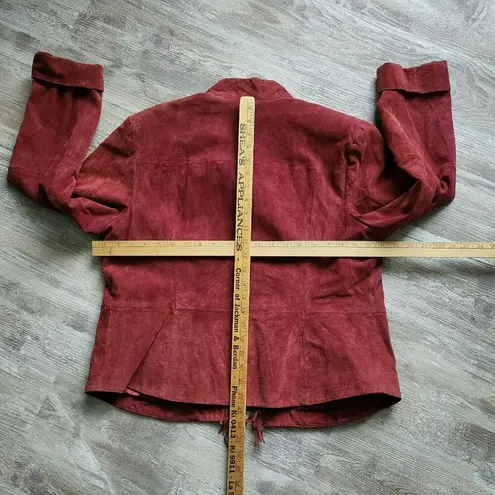 Pamela McCoy Womens Suede Leather Fringe Jacket Maroon Country Western Size L Purple Size L