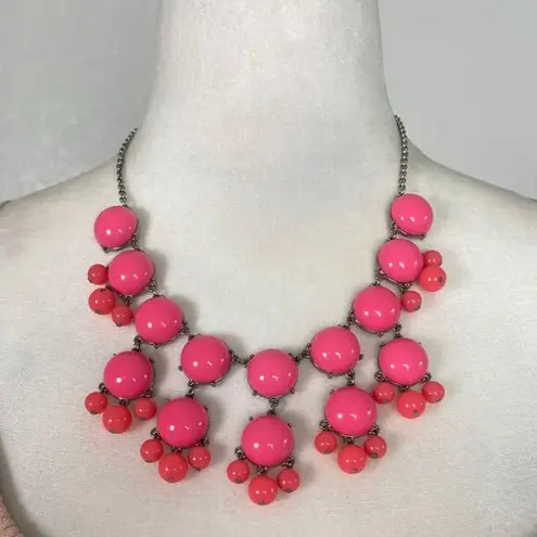 Y2K Chunky Neon Pink Statement Necklace Silver