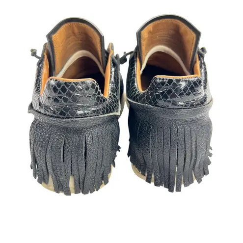 Esseutesse Fringe Leather Sneaker Rare Black on Black Italian Size 37 (US 7