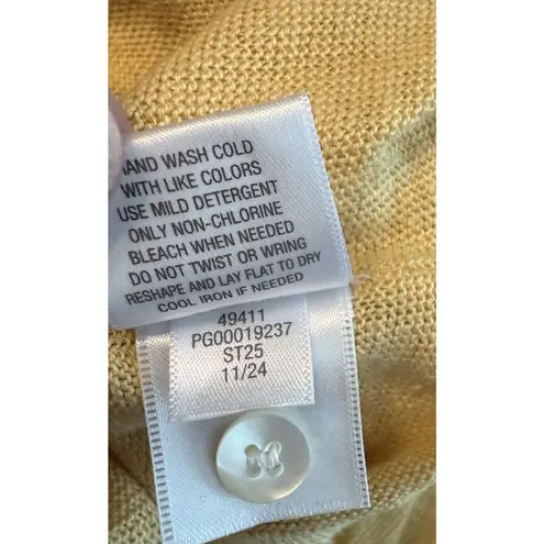 Garnet Hill Sweater Easy Linen Drape Front Cardigan Womens MED Mustard Yellow