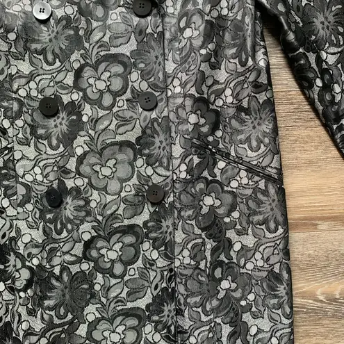 Vintage Finity Studio Gray & Black Floral Silky Blazer 10