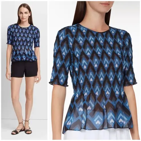 Club Monaco Luceenie Abstract-Print Ruched Peplum Top