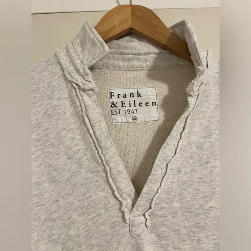 Frank & Eileen $238 Patrick Popover Henley Pullover Triple Fleece Beige Gray XS