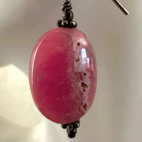 Sterling silver rhodochrosite drop earrings