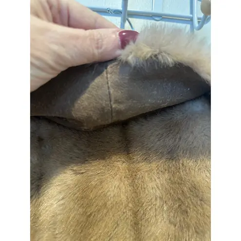 Vintage Boho Chic Effortless French Girl Oversized Fur Coat Brown Size M