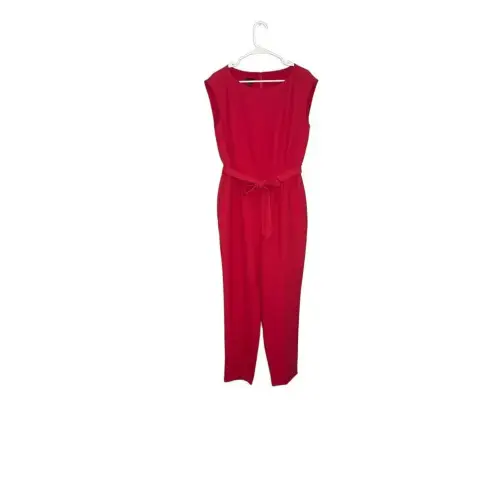 Talbots  Pink Women's‎ 8 Sleeveless Pink Belted Stretch Crepe Jumpsuit