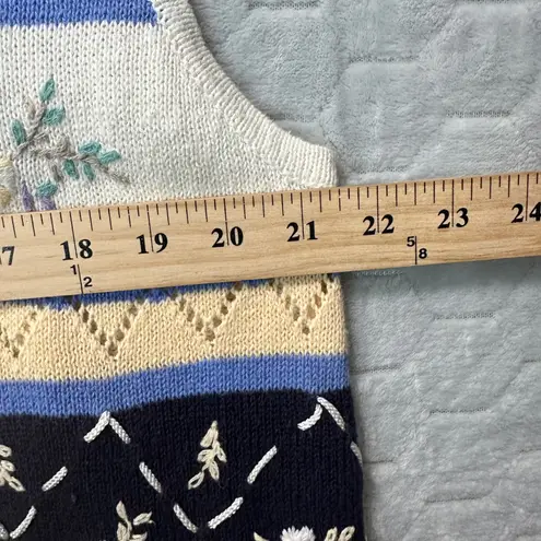 Vintage Stephanie K Knit Floral Sweater Vest Sz L Grandmacore Cottagecore Retro Size L
