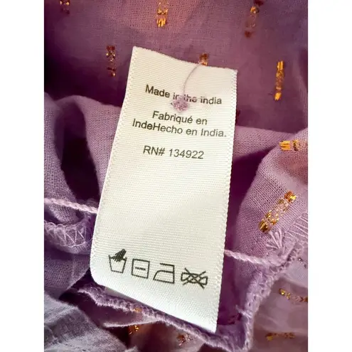 Emerson Fry India Collection | Emmaline Blouse Lavendula Gold Dot Lurex | Sz M Purple Size M