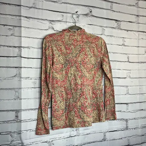 Vintage LRL Ralph Lauren paisley blouse Y2K ruffle western boho top red tan S