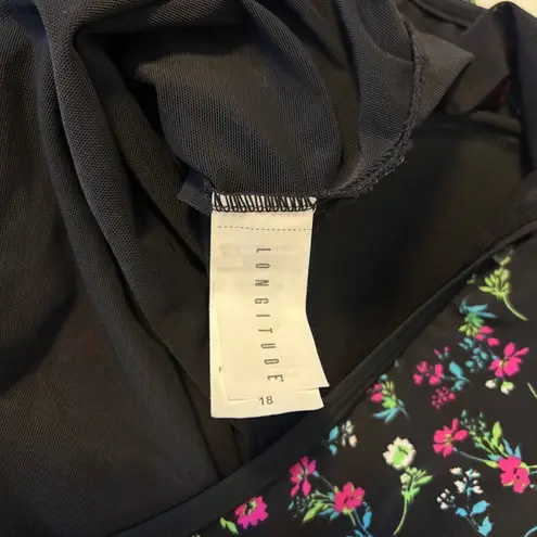 Longitude Swimwear Skirtini Ruffle Swim Dress Adjustable Black Floral Womens 18