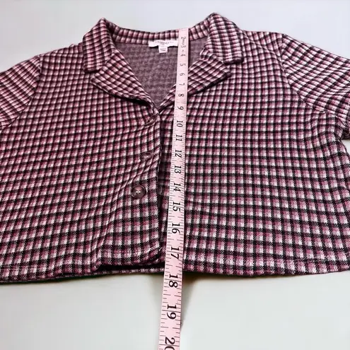 Juniors Plaid Button