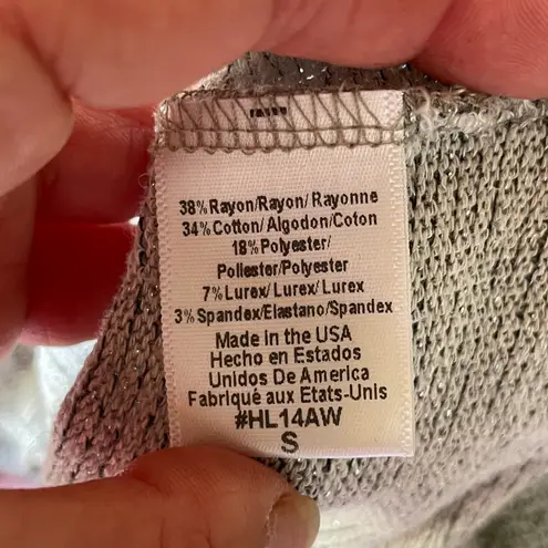 Beyond Yoga silver lurex cotton-blend crewneck pullover sweater size S small