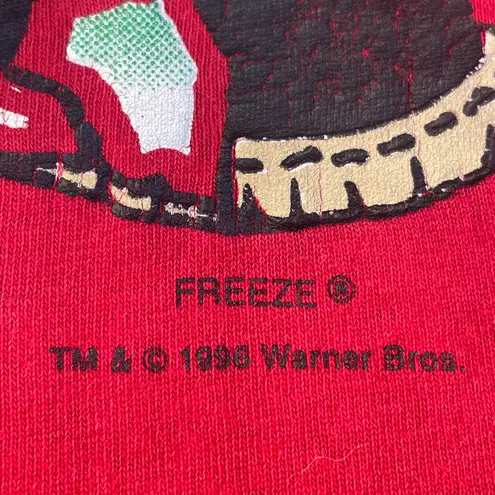 Warner Brothers Vintage 90s Tasmanian Devil Christmas Yule Be Cool Red Graphic T-shirt