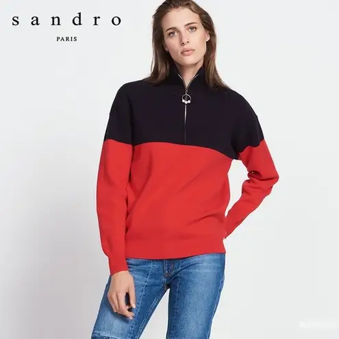 Sandro paris • Vega color block quarter zip sweater